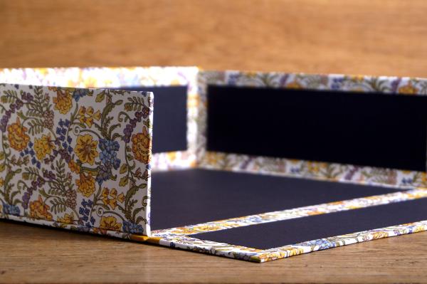 Archival box "Otti", flowers yellow - blue, handmade box